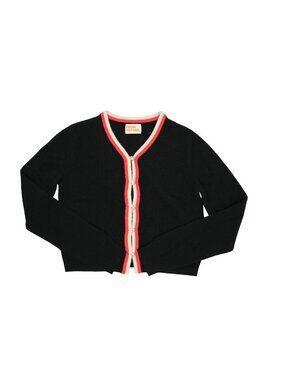 From Future Cardigan Pearl Buttons in Black with Red Trim